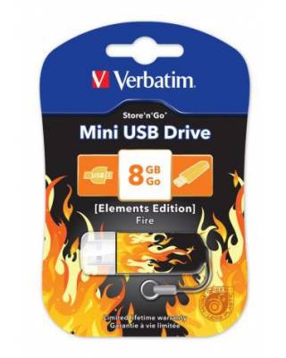 Флеш Диск Verbatim 8Gb Store n Go Mini Elements Fire 98158 USB2.0 оранжевый/рисунок