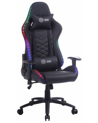Кресло игровое Cactus с RGB-подсветкой черный эко.кожа с подголов. крестов. сталь главное фото