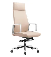Кресло руководителя Бюрократ _JONS/BEIGE бежевый кожа крестовина алюминий