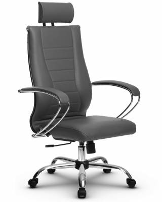 Эргономичное кресло руководителя Метта комплект 35 серая перфорированная кожа