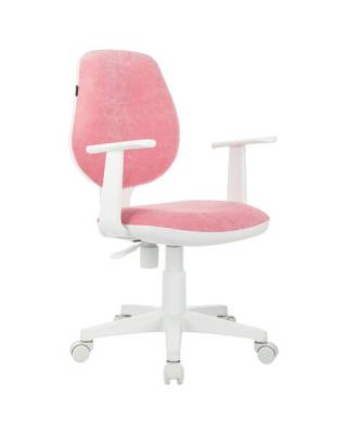 Кресло детское  "Fancy MG-201W", с подлокотниками, пластик белый, ткань вельветовая, розовое, 533009