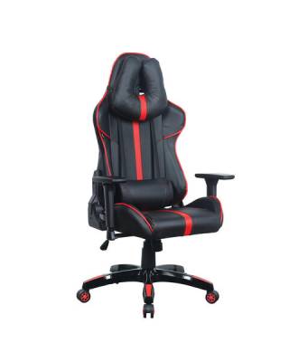 Кресло компьютерное  "GT Carbon GM-120", две подушки, экокожа, черное/красное, 531931