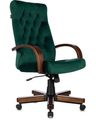 Кресло руководителя Бюрократ T-9928WALNUT Fabric зеленый Italia Green крестов. металл/дерево главное фото