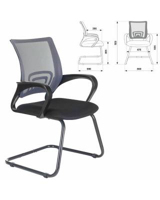 Кресло для приемных и переговорных  "Fly CF-100", серое/черное, 532089