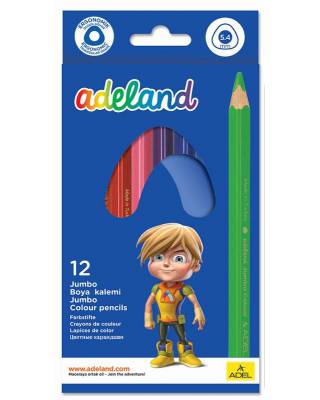 Карандаши цветные Adel ADELAND JUMBO 211-7510-110 трехгранные d=5.4мм 12цв. коробка/европод.