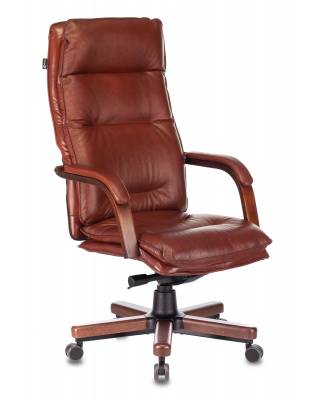 Кресло руководителя Бюрократ T-9927WALNUT светло-коричневый Leather Eichel кожа крестовина металл/дерево