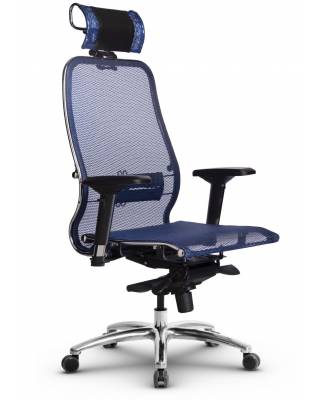 Кресло руководителя Samurai S-3.04 синее (хром)