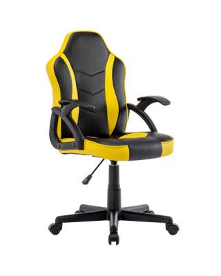 Кресло компьютерное  "Shark GM-203", экокожа, черное/желтое, 532514