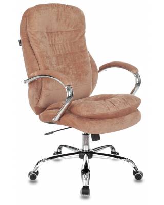 Кресло руководителя Бюрократ T-9950SL Fabric светло-коричневый Velvet 90 крестов. металл хром главное фото