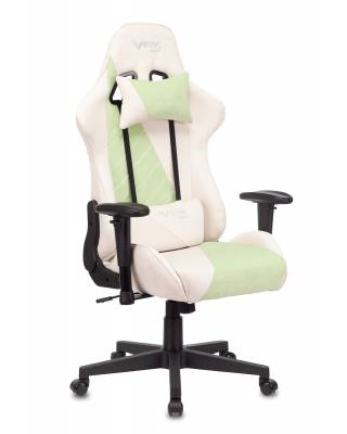 Кресло игровое геймерское Бюрократ VIKING X Fabric белый/зеленый с подголов. крестовина пластик
