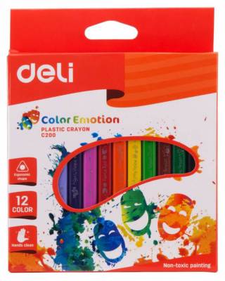 Восковые мелки Deli EC20000 Color Emotion трехгранные 12цв. картон.кор./европод.