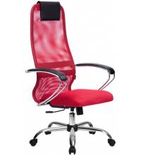 Кресло руководителя Метта BK-8CH №22  хром (красное)