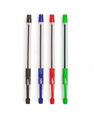 Ручка шариковая Cello SLIMO GRIP 0.7мм 4цв. ассорти (10чер/25син/10кр/5зел) пластик.стакан