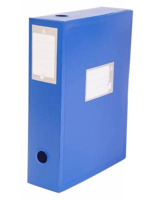 Короб архивный вырубная застежка Бюрократ -BA80/08BLUE пластик 0.8мм корешок 80мм 330х245мм синий