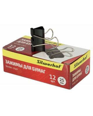 Зажимы Silwerhof 510003 сталь 25мм черный (упак.:12шт) картонная коробка
