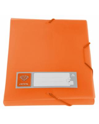 Папка-короб на резинке Бюрократ Crystal -CR515OR пластик 0.5мм корешок 25мм A4 оранжевый