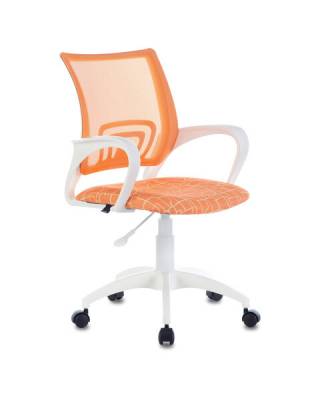 Кресло  "Fly MG-396W", с подлокотниками, пластик белый, сетка, оранжевое с рисунком "Giraffe", 532402, MG-396W_532402