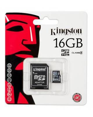 Флеш карта microSDHC 16Gb Class4 Kingston SDC4/16GB + adapter