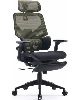 Кресло Cactus CS-CHR-MC01-LGNBK салатовый сиденье черный сетка/ткань с подголов. крестов. пластик подст.для ног