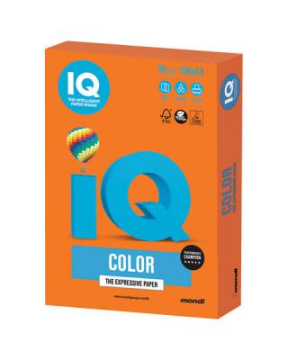Бумага цветная IQ color БОЛЬШОЙ ФОРМАТ (297х420 мм), А3, 80 г/м2, 500 л., интенсив, оранжевая, OR43