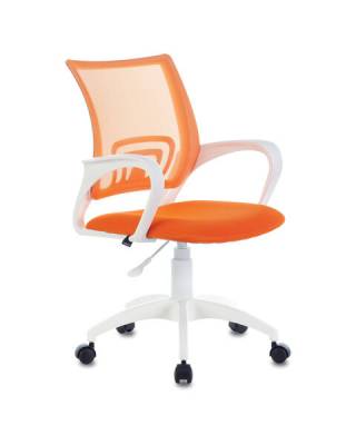 Кресло  "Fly MG-396W", с подлокотниками, пластик белый, сетка, оранжевое, 532401, MG-396W_532401
