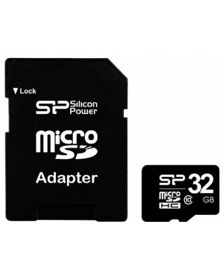 Флеш карта microSDHC 32Gb Class10 Silicon Power SP032GBSTH011V10-SP + adapter
