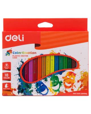 Восковые мелки Deli EC20010 Color Emotion трехгранные 18цв. картон.кор./европод.