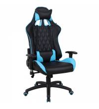 Кресло компьютерное  "GT Master GM-110", две подушки, экокожа, черное/голубое, 531928