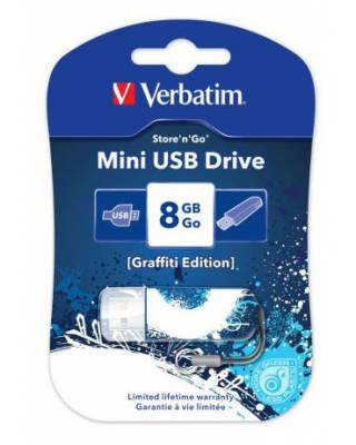 Флеш Диск Verbatim 8Gb Store n Go Mini Graffiti 98162 USB2.0 синий/рисунок