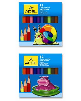 Карандаши цветные Adel Colour 211-2325-000 шестигранные d=3мм 12цв. короткие коробка