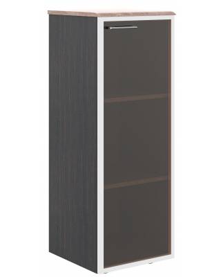 Шкаф колонка с стеклянной дверью в алюминиевой раме (R) и топом WMC 42.7(R) Дуб Сонома/Легно темный 432х432х1184 WAVE