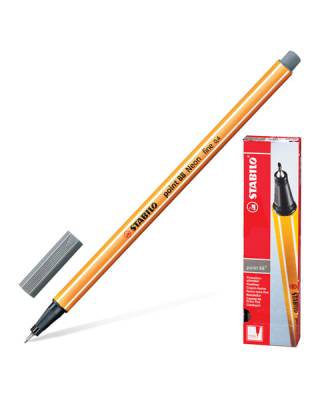 Ручка капиллярная (линер) STABILO "Point 88", ТЕМНО-СЕРАЯ, корпус оранжевый, линия письма 0,4 мм, 88/96
