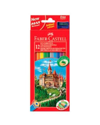 Карандаши цветные Faber-Castell Eco Замок 120112 12цв. точилка карт.кор.
