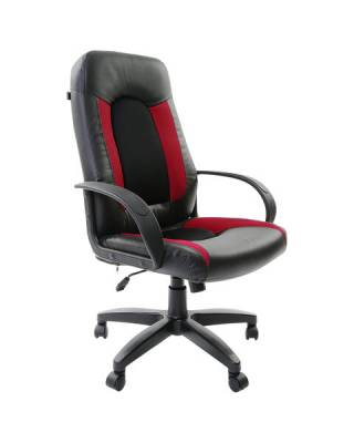 Кресло офисное  "Strike EX-525", экокожа черная, ткань черная/бордовая, TW, 531379