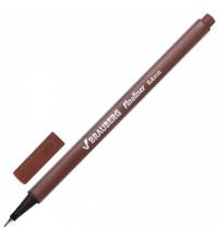 Ручка капиллярная (линер) BRAUBERG "Aero", КОРИЧНЕВАЯ, трехгранная, металлический наконечник, линия письма 0,4 мм, 142257