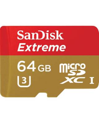Флеш карта microSDHC 64Gb Class10 Sandisk SDSQXVF-064G-GN6AA Extreme + adapter