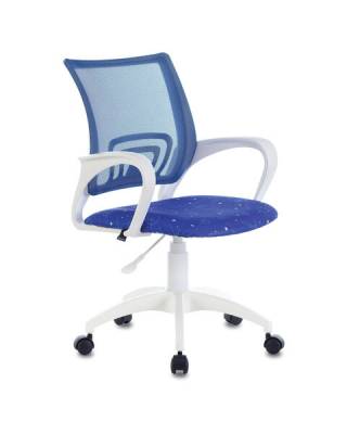 Кресло  "Fly MG-396W", с подлокотниками, пластик белый, сетка, темно-синее с рисунком "Space", 532405, MG-396W_532405
