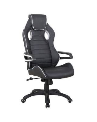 Кресло компьютерное  "Techno Pro GM-003", экокожа, черное/серое, вставки серые, 531814
