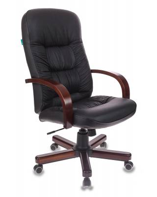 Кресло руководителя Бюрократ T-9908/WALNUT черный кожа крестовина металл главное фото
