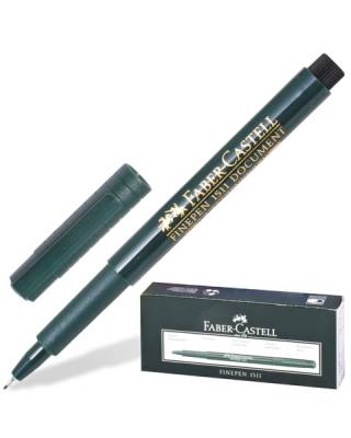 Ручка капиллярная (линер) FABER-CASTELL "Finepen 1511", ЧЕРНАЯ, корпус темно-зеленый, линия 0,4 мм, 151199