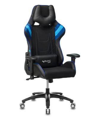 Кресло игровое геймерское Бюрократ VIKING 4 AERO BLUE две подушки черный/синий искусст.кожа/ткань