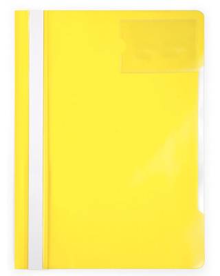 Папка-скоросшиватель Бюрократ -PS-V20YEL A4 прозрач.верх.лист карм.для визит. пластик желтый