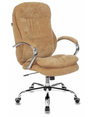 Кресло руководителя Бюрократ T-9950SL Fabric горчичный Velvet 73 крестов. металл хром