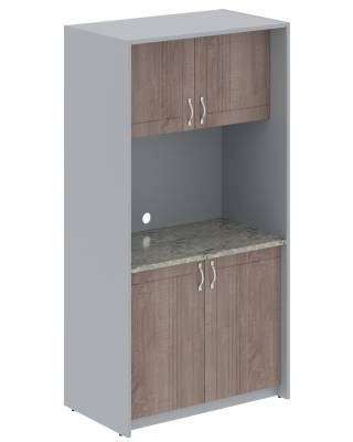 Шкаф для посуды SCB 120.2 Дуб Сонома /Металлик 1030х600х2000 (фасады с L- образной фрезеровкой)