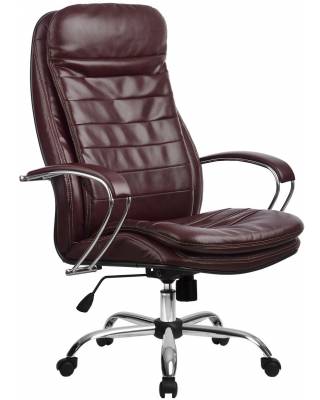 Кресло руководителя LK-3 №722 бордовая перфорированная натуральная кожа/хром