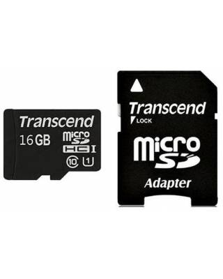 Флеш карта microSDHC 16Gb Class10 Transcend TS16GUSDU1 + adapter
