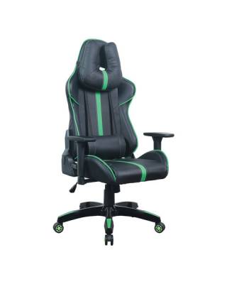 Кресло компьютерное  "GT Carbon GM-120", две подушки, экокожа, черное/зеленое, 531929
