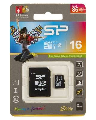 Флеш карта microSDHC 16Gb Class10 Silicon Power SP016GBSTHBU1V10-SP + adapter