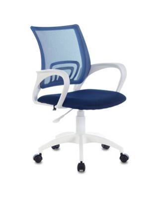 Кресло  "Fly MG-396W", с подлокотниками, пластик белый, сетка, темно-синее, 532399, MG-396W_532399