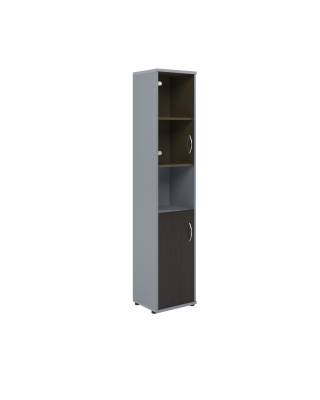 Шкаф колонка с малой глухой и стеклянной дверьми СУ-1.4(L) Груша Ароза 406*365*1975 